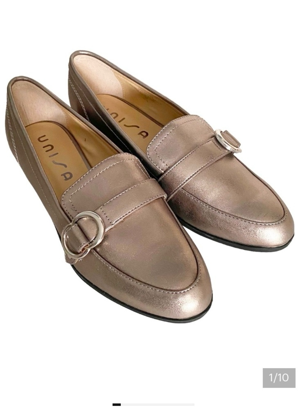Unisa Leather Pewter Metallic Shasta 2 Loafers